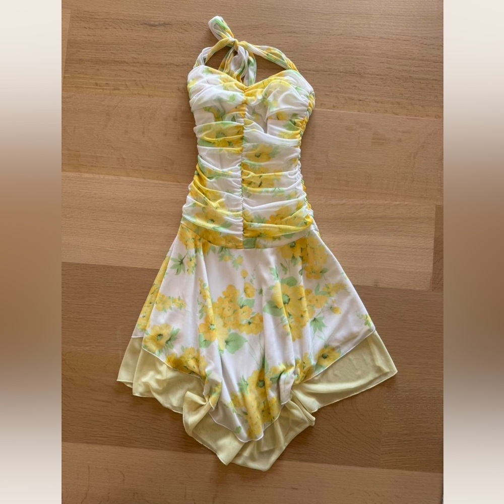 Trixxi Floral Dress with Yellow and Green Highlights